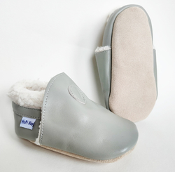 Hopi Hop new kožené capáčky, Zimní šedé, vel. M,  L, XL (6-24 m)