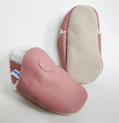 Hopi Hop new kožené capáčky, Zimní růžové, vel. M,  L, XL (6-24 m)