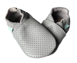 Hopi Hop BAREFOOT kožené capáčky děrované světle šedé, vel. M, L, XL, XXL,  (6m - 3 roky)