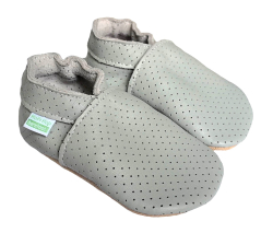 Hopi Hop BAREFOOT kožené capáčky děrované světle šedé, vel. M, L, XL, XXL,  (6m - 3 roky)