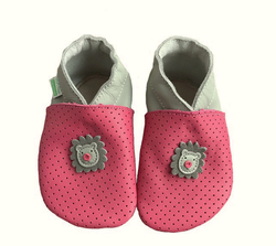 Hopi Hop BAREFOOT kožené capáčky děrované RůŽOVÁ - ŠEDÁ LEV, vel. M, L, XL  ( 6 - 24 m)