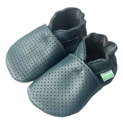 Hopi Hop BAREFOOT kožené capáčky děrované šedo-modré, vel. M, L, XL, XXL  (6m - 3 roky) 