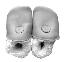 Hopi Hop new kožené capáčky, Zimní šedé, vel. M,  L, XL (6-24 m)