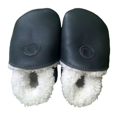 Hopi Hop new kožené capáčky, Zimní šedé, vel. M,  L, XL (6-24 m) - kopie - kopie