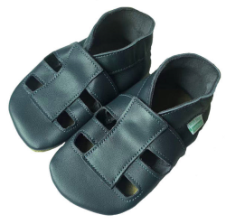 Hopi Hop BAREFOOT kožené capáčky Sandálky šedo-modré vel.  M, L, XL  ( 6m - 24 m)