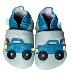 Hopi Hop BAREFOOT kožené capáčky TRUCK na šedé, vel. S, M, L,  XL, XXL, ( 0-3 roky)